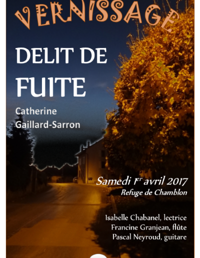 Affiche Vernissage Délit de fuite de Catherine Gaillard-Sarron à Chamblon