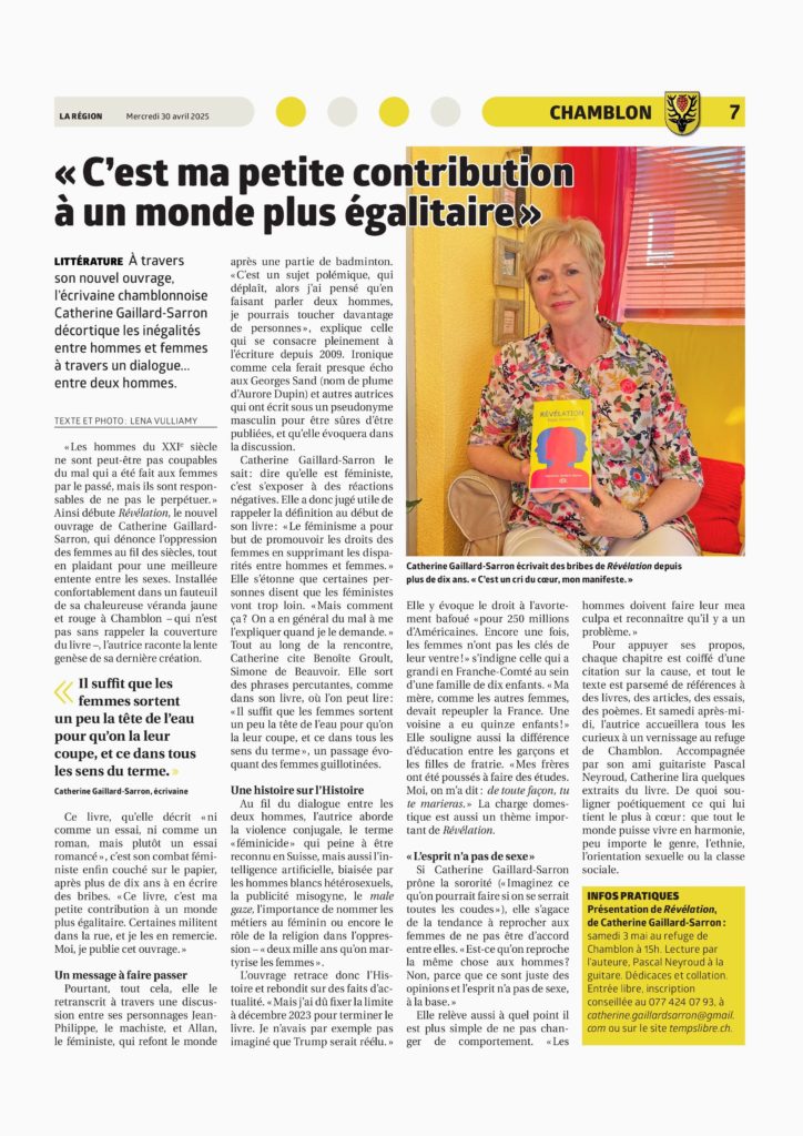 Révélation_Catherine Gaillard Sarron – La Région_30.04.25
